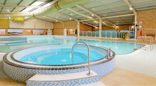 a swimming pool in a building